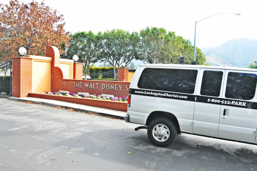 Professional shuttle passengers in transit across Los Angeles